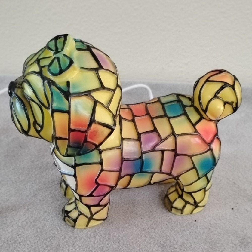 NWT USB Stained Glass Dog Lantern - Picture 2 of 9